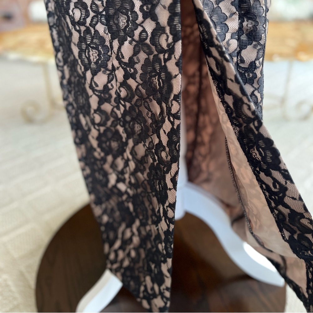 Arianna by Rachel Kaye Black Lace Nude Illusion Evening Maxi Dress 6 Cocktail - Picture 13 of 17